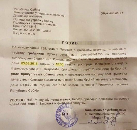 thirrja nga policia jonuz musliu