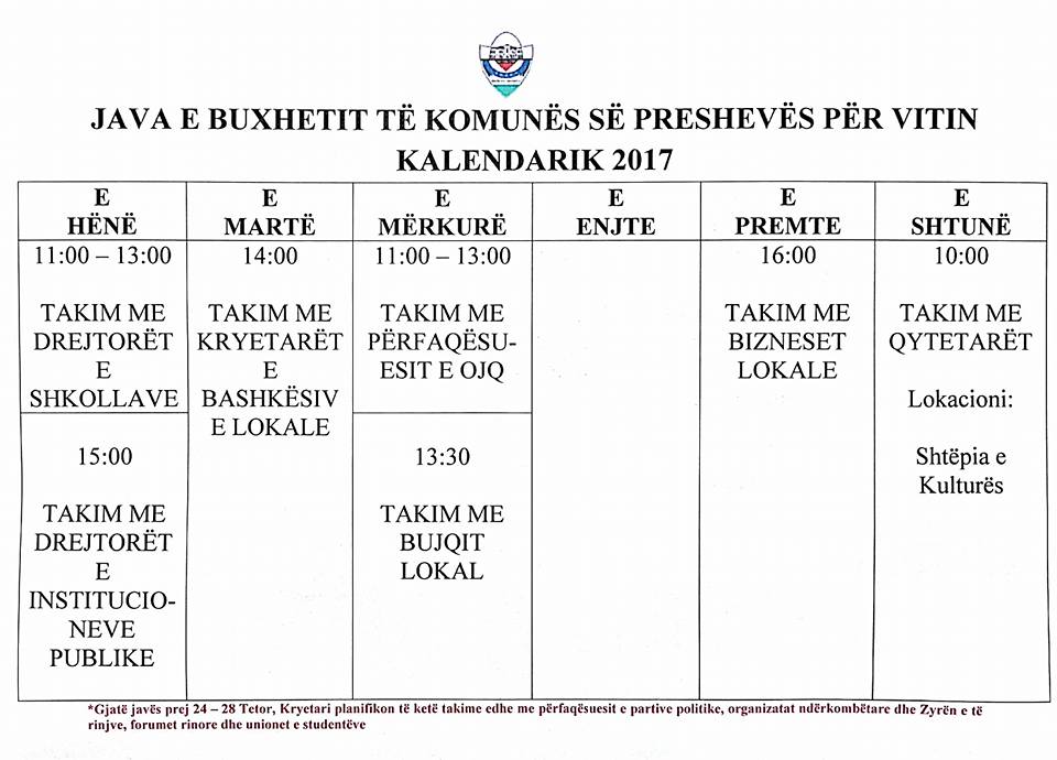 java-e-buxhetit-te-komunes-se-presheves-per-vitin-kalendarik-2017